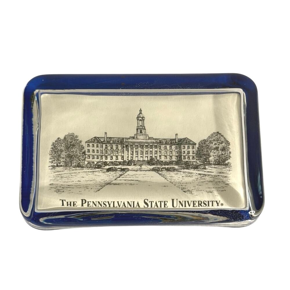 Penn State University Nittany Lions glass desk paperweight